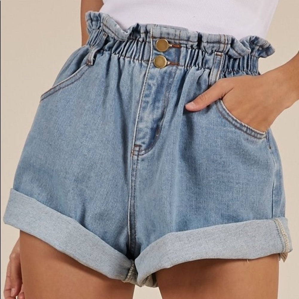 New/Never Worn Light Wash “Paper Bag” Shorts